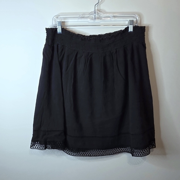 Faded Glory Dresses & Skirts - Faded Glory Black Skirt Lace Trim Elastic Waist Size XXL